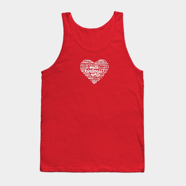 Heart Words of Kindness (white/red) Tank Top by Jitterfly